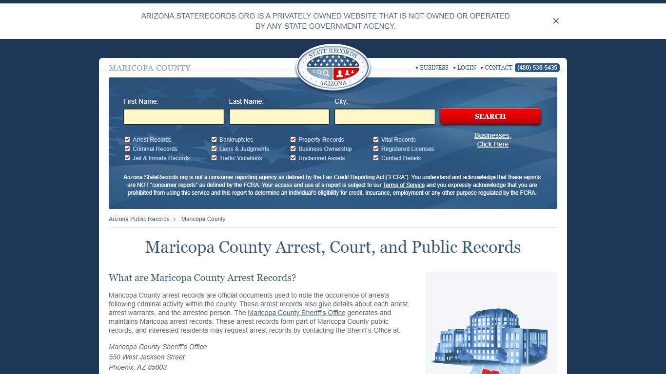 Maricopa County Arrest, Court, and Public Records